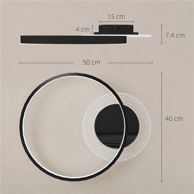PLAFONIERA LED MODERNA A 2 ANELLI CON TEMPERATURA COLORE REGOLABILE, POTENZA 30W, NERO