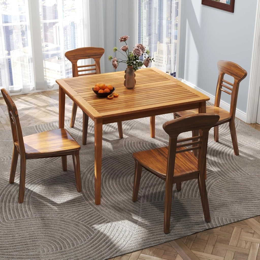 Tavolo in legno per esterni, 100/170/200 cm, tavolo da giardino in legno di acacia con foro di 5 cm, per cortile, veranda e giardino, resistente alle intemperie (100 x 100 cm)
