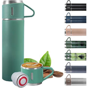 Trade Shop - Borraccia Termica 500ml In Acciaio Inox Con Tazza Manico Per Bevande Calde Fredde -