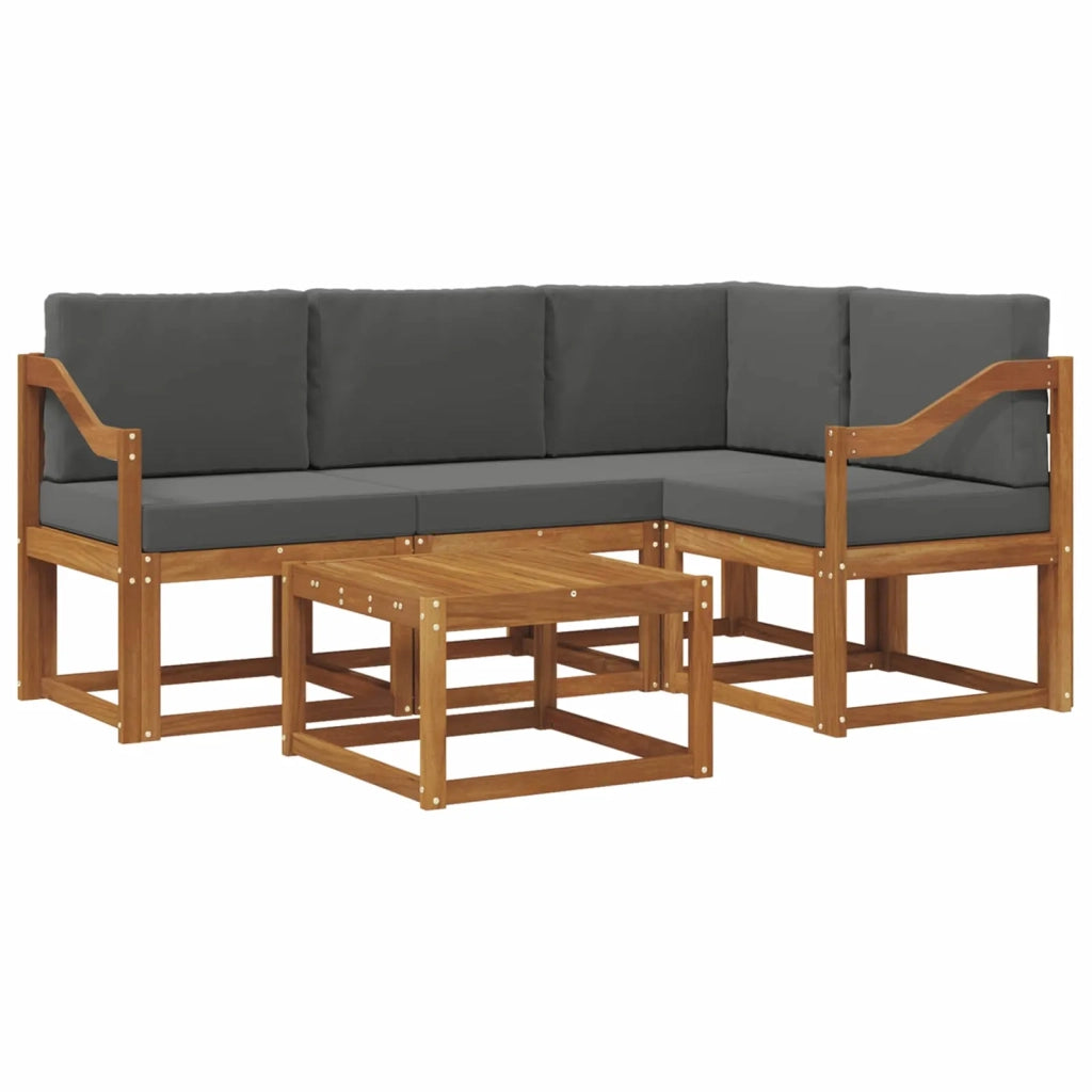 Set di divani da esterno con cuscino 5 pcs Naturale e Antracite