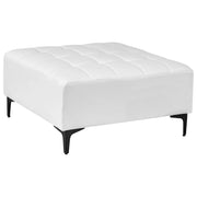 Pouf moderno quadrato poggiapiedi in ecopelle bianco trapuntato ottomana moderno con gambe dorate