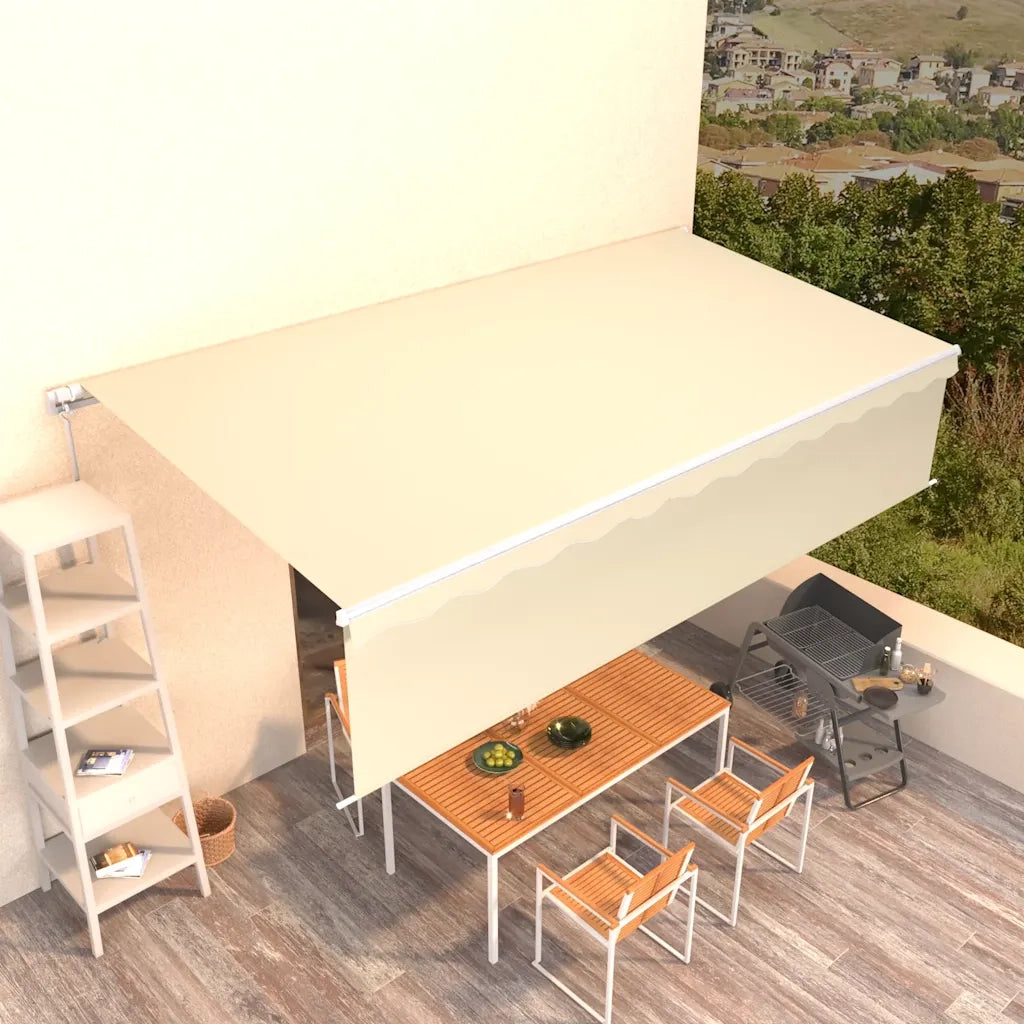 Tenda da Sole Retrattile Manuale con Parasole 6x3 m Crema cod mxl 43665