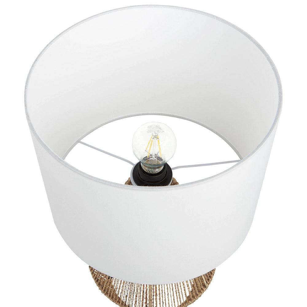 Lampada da tavolo carta intrecciata fatta a mano bianco e naturale 52 cm