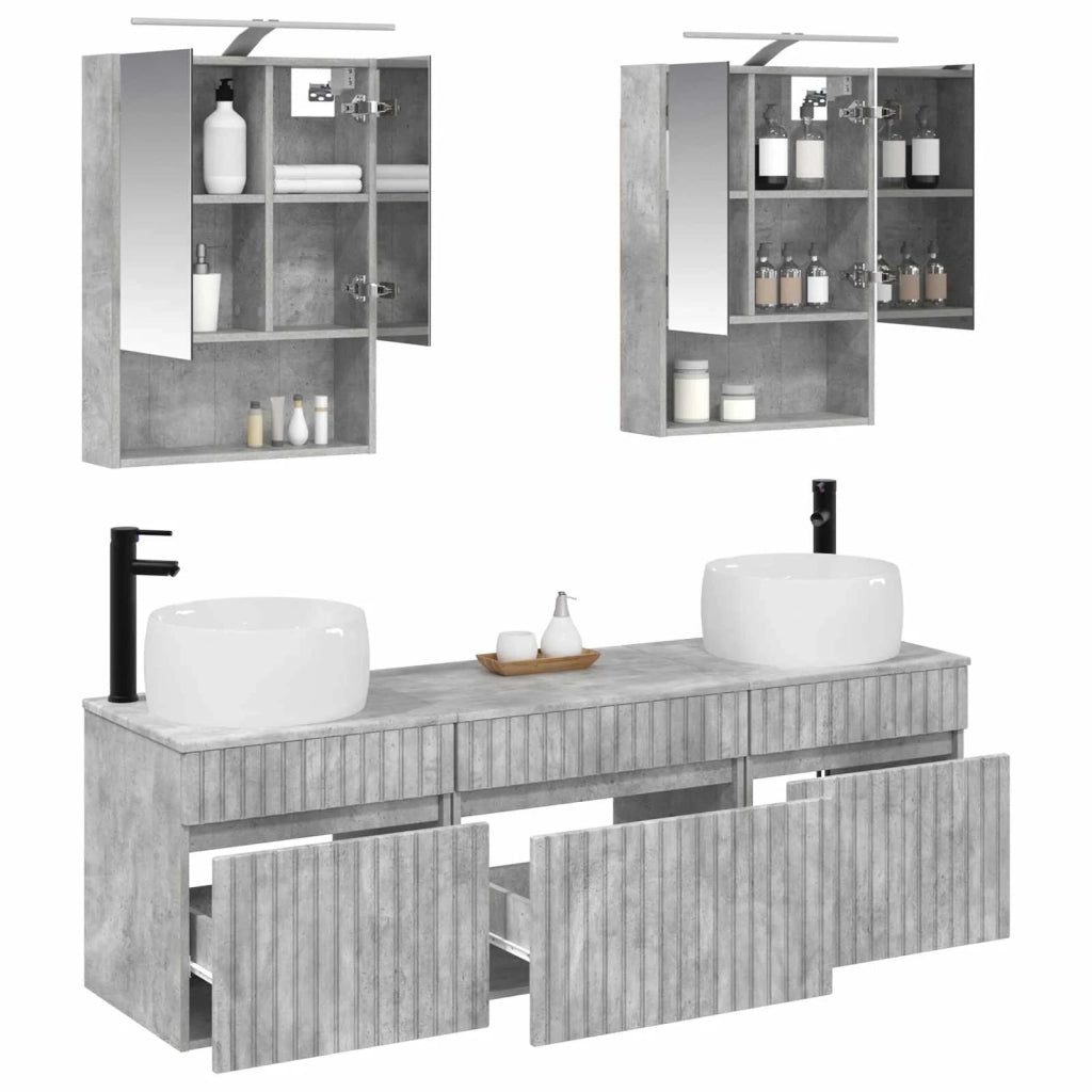 Set di Armadi da Bagno 5 pcs Grigio Cemento 50 x 14,5 x 70 cm 3406642