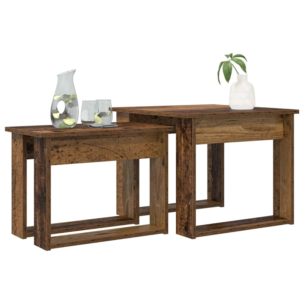 Set di 2 pz Tavolini da salotto | Tavolino da caff¨¨ | Tavolino da Soggiorno Legno vecchio Legno multistrato