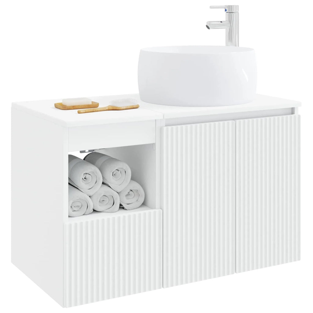Set di mobili per il bagno 2 pz Bianco Legno ingegnerizzato 3404094