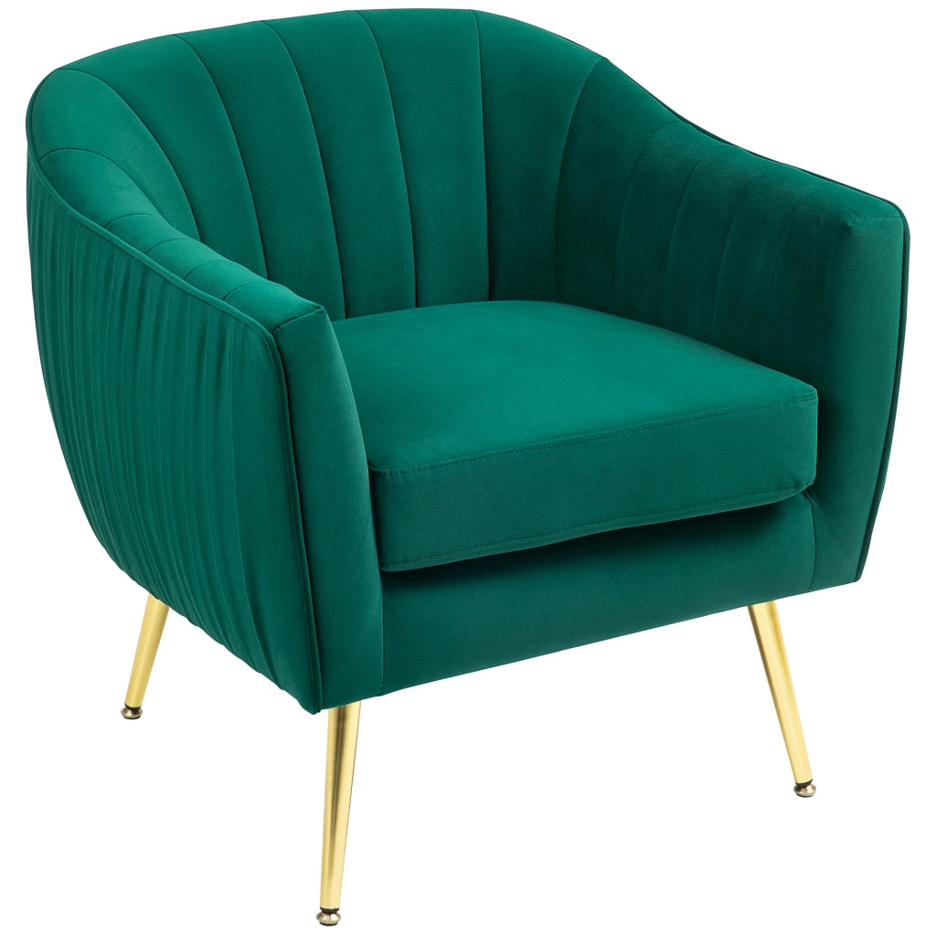Poltrona da Salotto Imbottita con Braccioli e Schienale, Design Moderno, Gambe in Metallo (71x72x73 cm) Verde