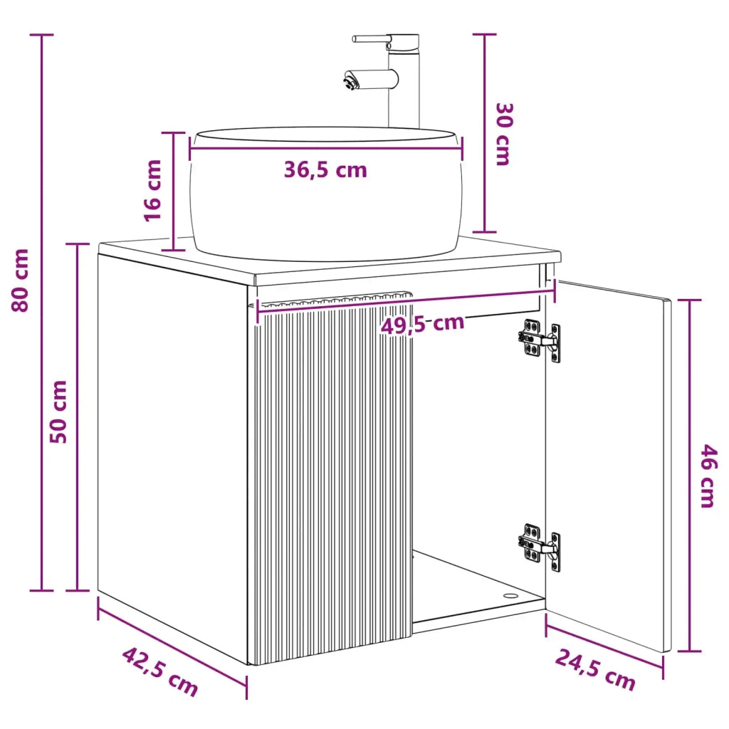Mobile Lavabo da Parete Bianco Lucido 49,5 x 44,5 x 66 cm 890456