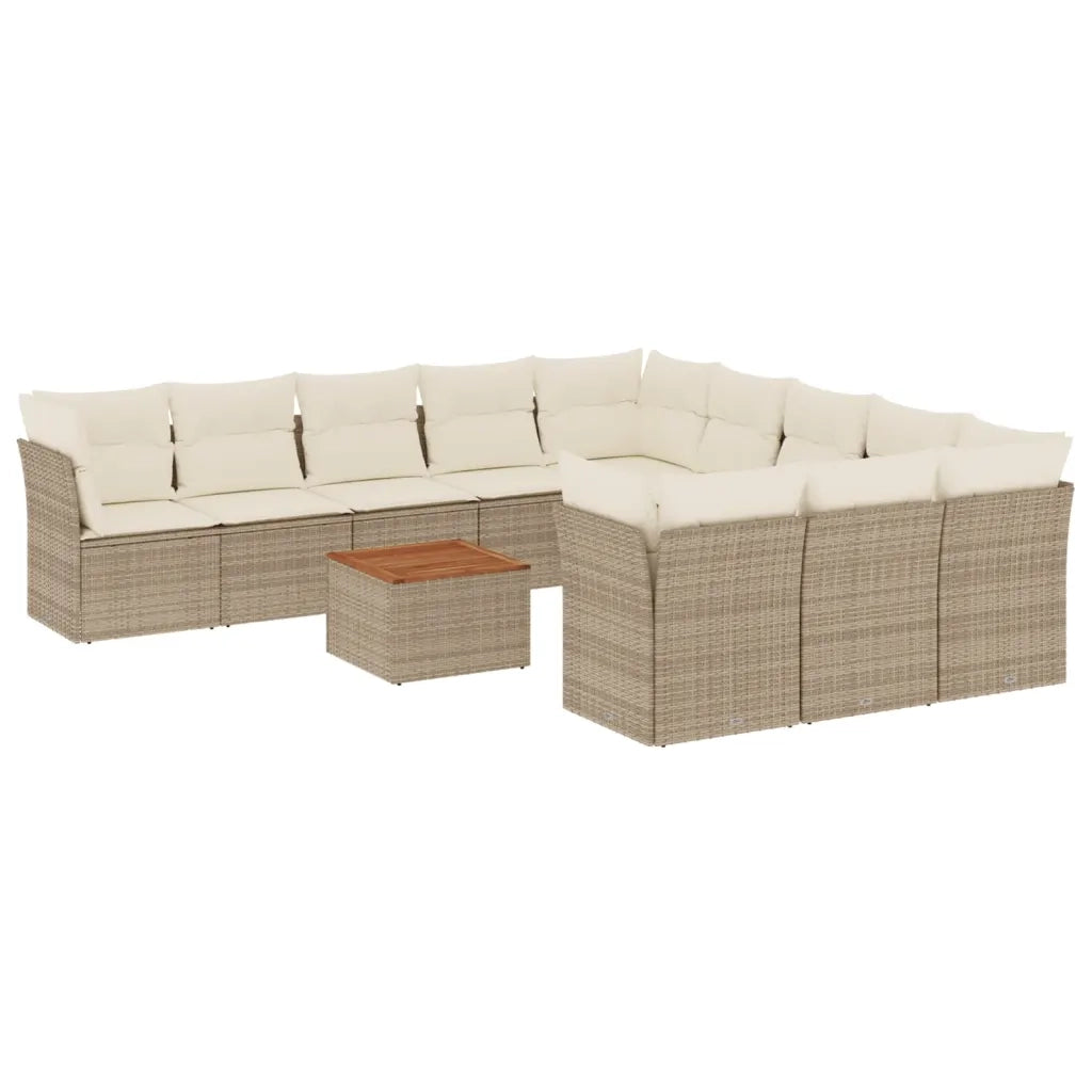Set Divani da Giardino 12 pz con Cuscini Beige in Polyrattan 3223909