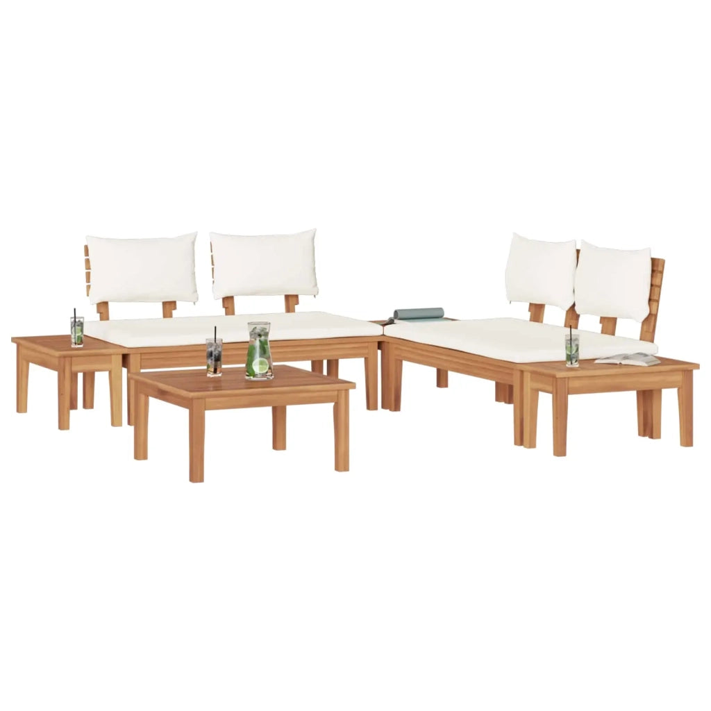 Set Divano da Giardino 3 pcs Marrone e Crema