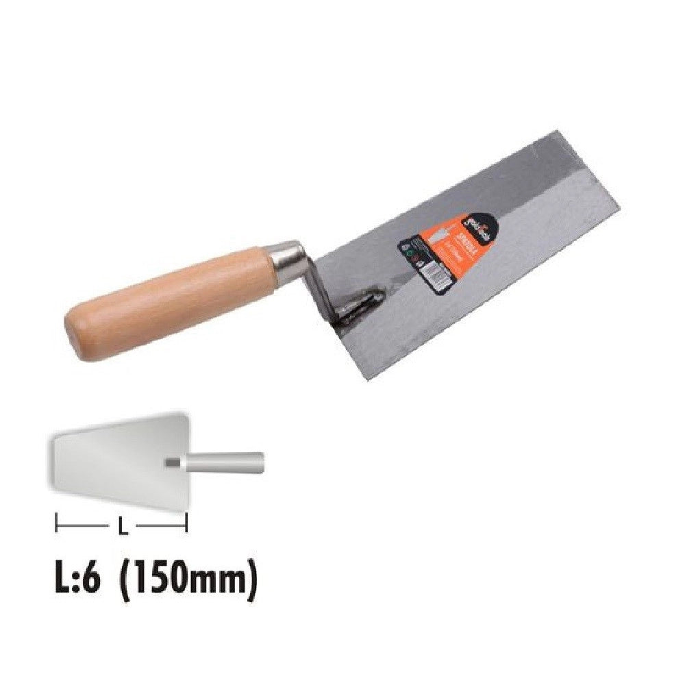 Trade Shop - Spatola Cazzuola In Acciaio 150 Mm 6" Trapezio Manico In Legno Ferramenta 90484 -