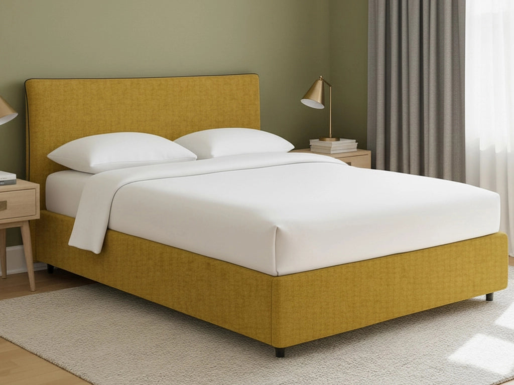 Altrincham, Letto Piazza e Mezza Sfoderabile Made in Italy, Giallo Ocra