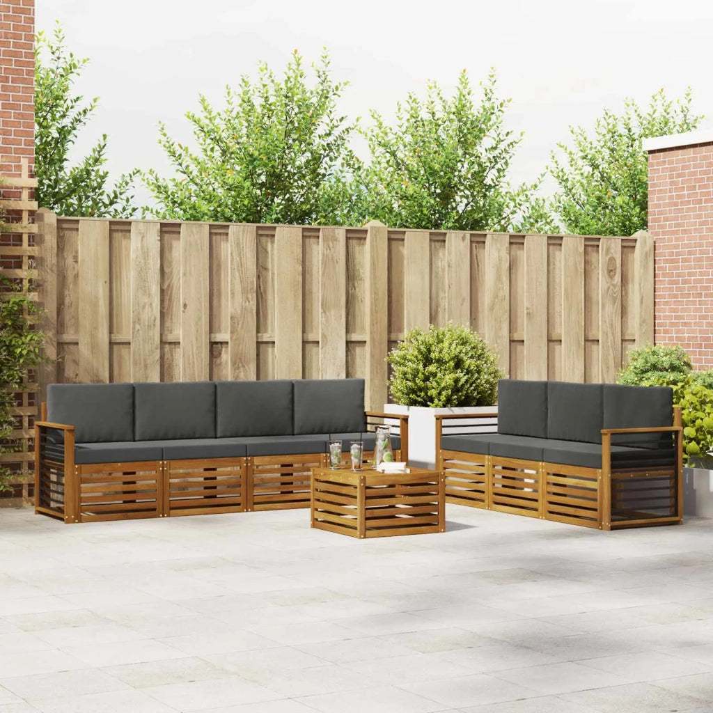 Set divani 8 pcs Naturale e Antracite Legno di Acacia Massello 3374502