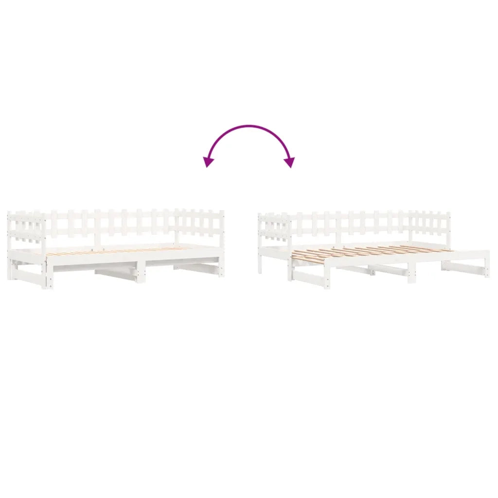 Dormeuse Estraibile Bianca 2x(90x200) cm Legno Massello di Pino 840389