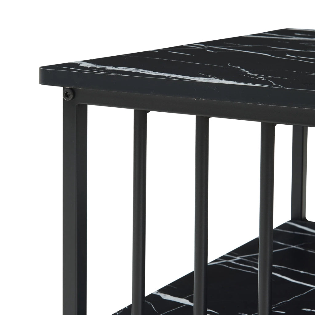 Tavolino/consolle/tavolino laterale 120 x 60 x 42 cm effetto marmo nero 03_0010837