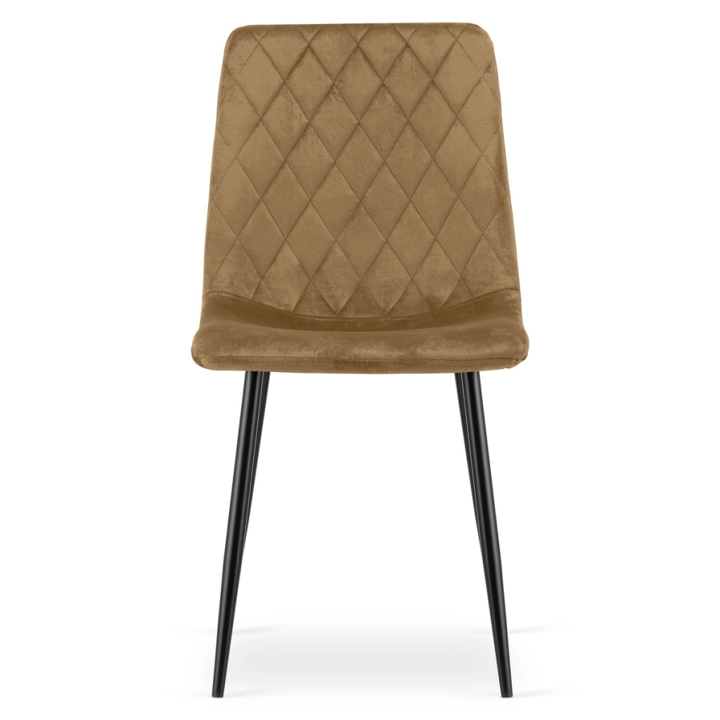 Set di 2 sedie Turin in velluto marrone con gambe nere
