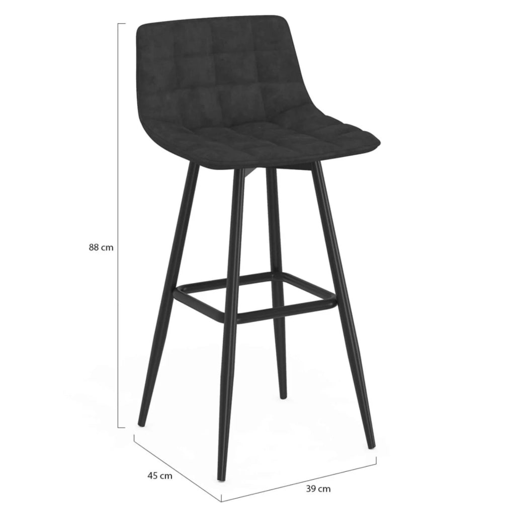 IDMarket - Set di 2 sgabelli da bar MADY in velluto nero