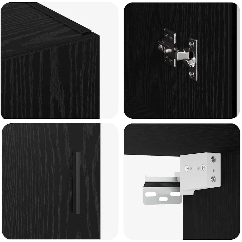 Set di 2 moderni mobili da parete funzionali 69,5 x 34 x 90 cm in legno ingegnerizzato rovere nero 02_0056066