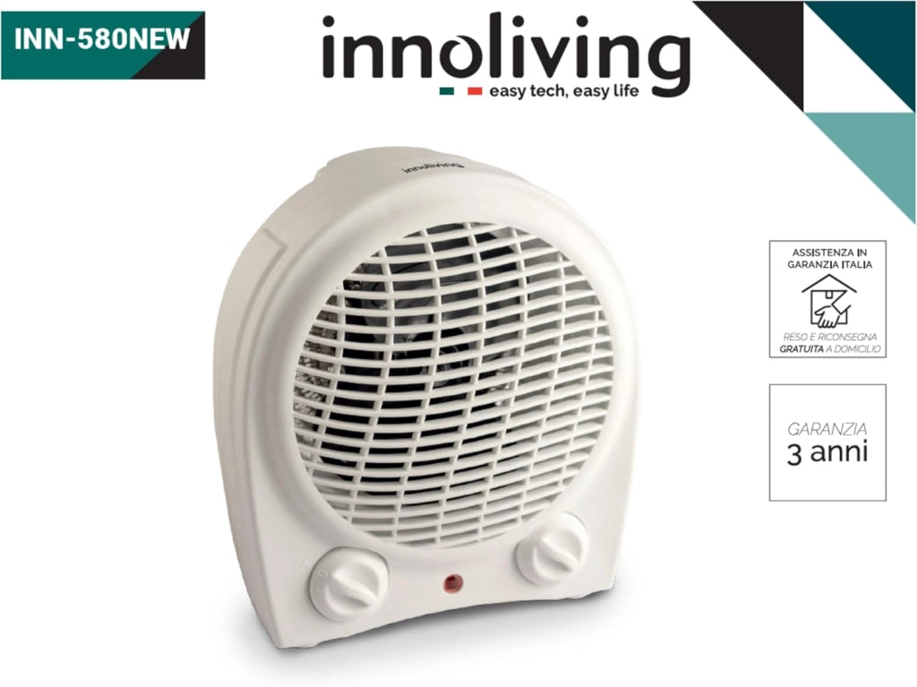 Innoliving INN-580NEW Termoventilatore Stufetta 2000W, 2 Livelli di Potenza, Termostato Regolabile, Funzione Ventilazione, Protezione contro il Surriscaldamento