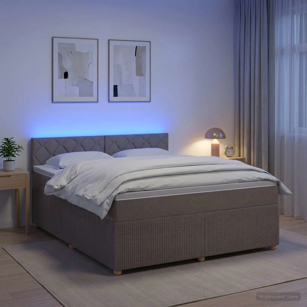 Letto box spring con materasso Tortora 140 x 200 cm Tessuto 3452957
