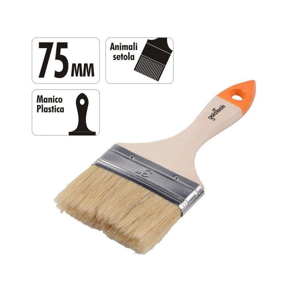 Trade Shop - Pennello Piatto Da 3" 75mm Pennellessa Per Pittura Verniciare Dipingere 90265 -