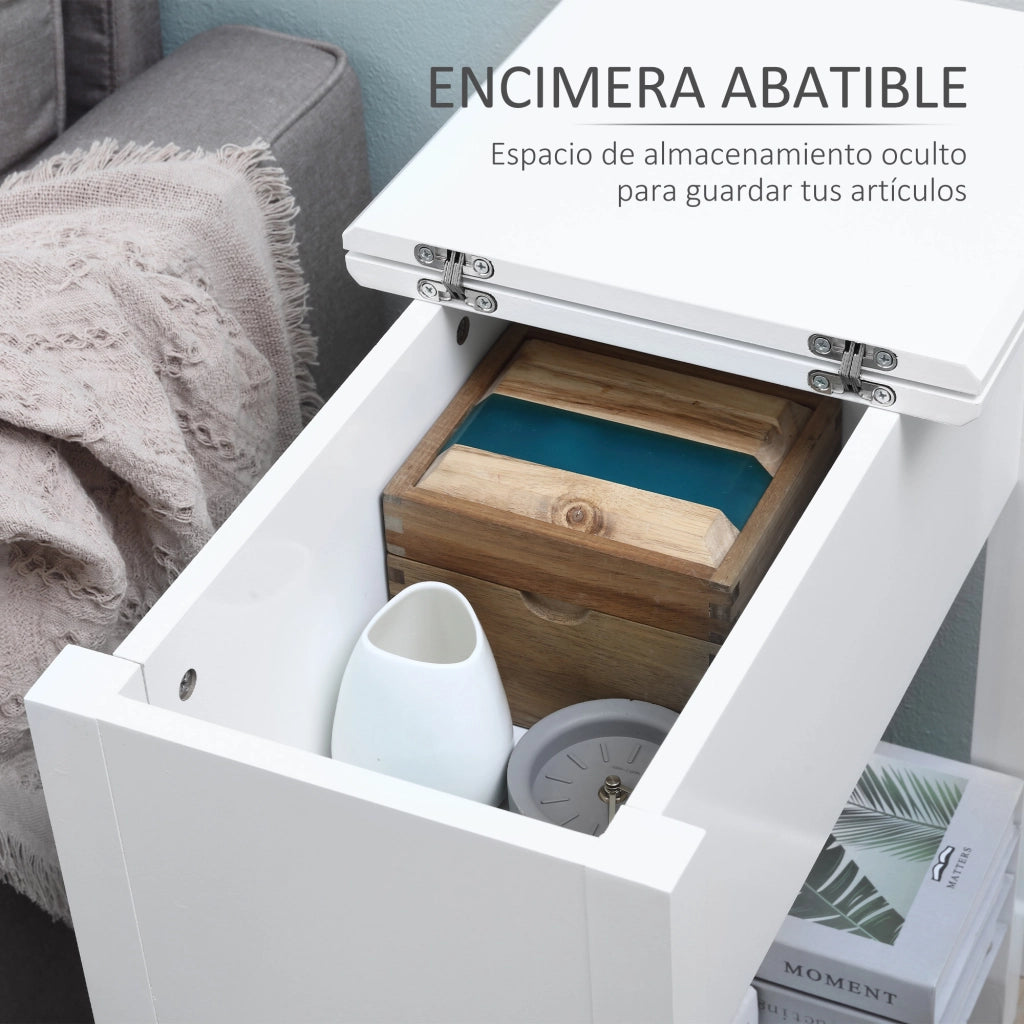 Comodino con Ripiano e Foro per Cavi ¨C zephmum ¨C Bianco 60,5x32,5x70 cm