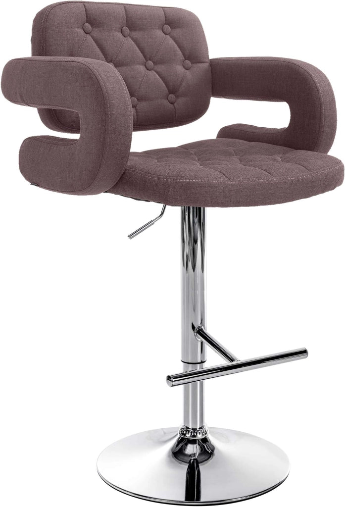 Sgabello Dublin in tessuto marrone,cromo