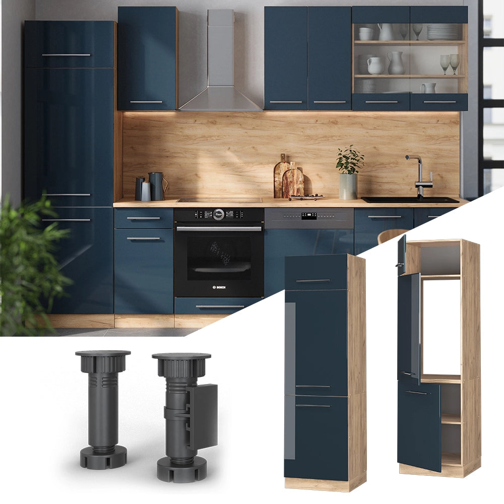 Vicco Armadi da cucina Blu scuro lucido 60 cm