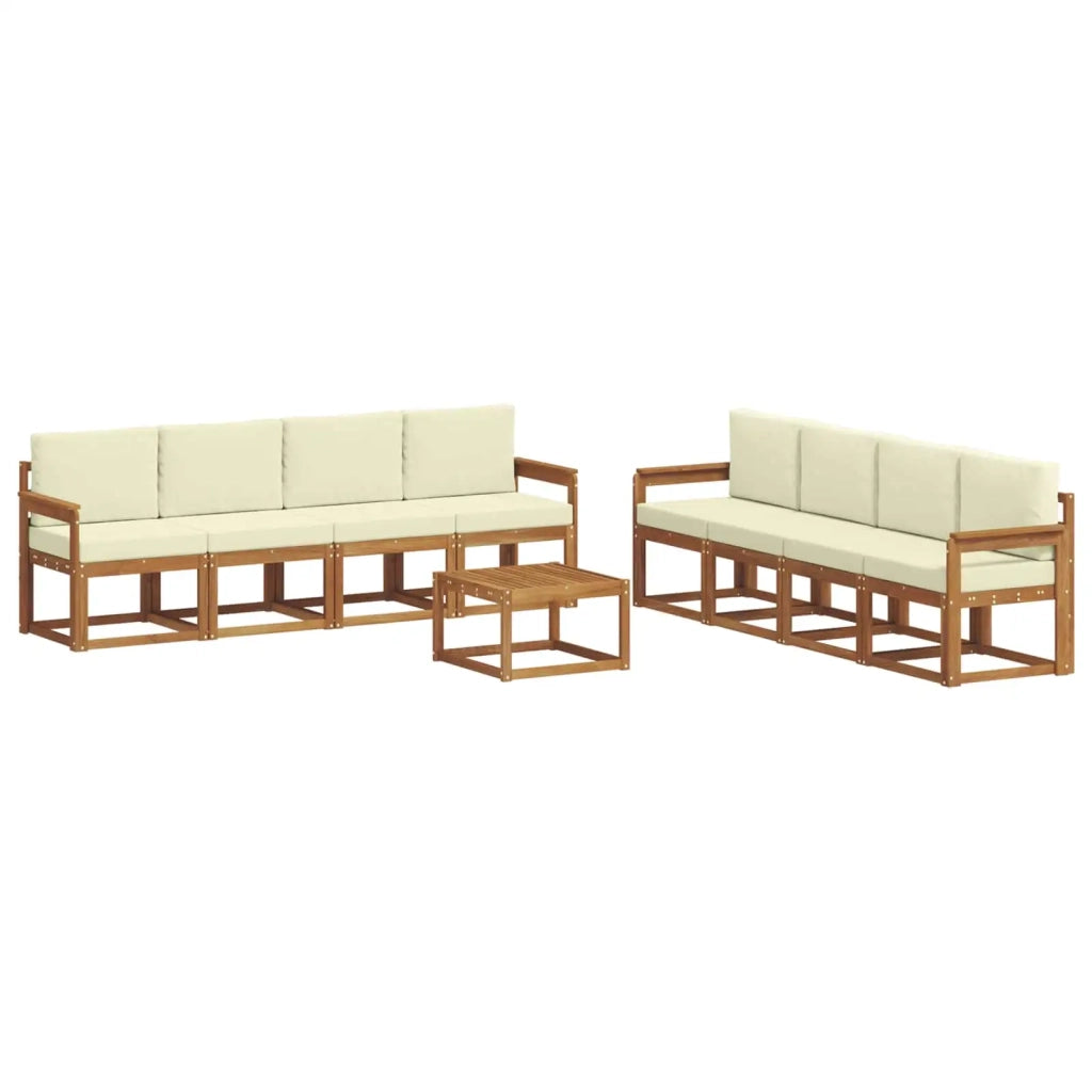 Set di divani da esterno con cuscino 9 pcs Naturale e Crema 3366173