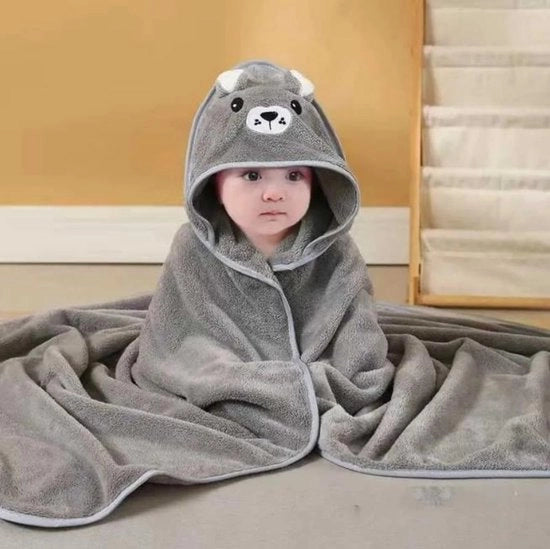 Asciugamano per bambini con cappuccio - 80 x 80 cm - Felpa di corallo Asciugamano per bambini - Asciugamano per bambini con cappuccio divertente - Adatto per bambini e neonati - Unisex - 0-5 anni