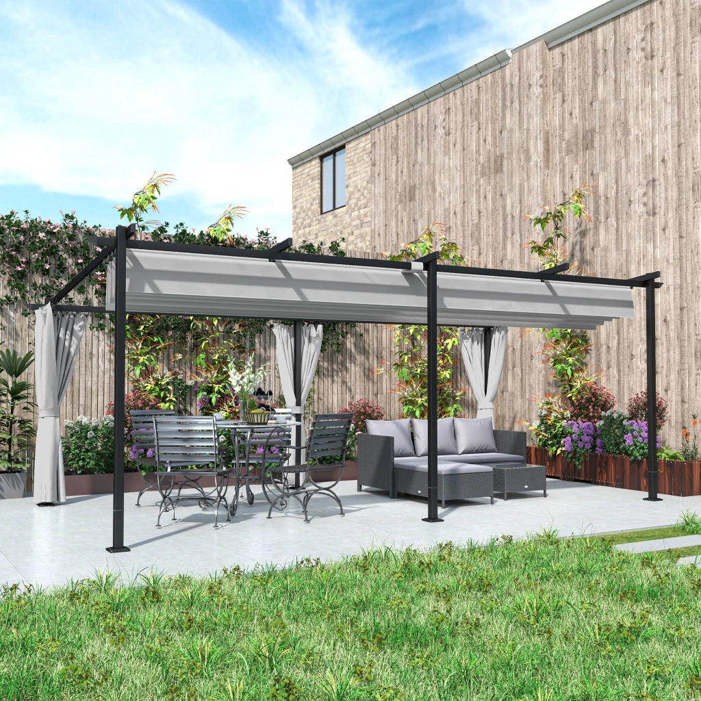 Pergola retrattile con pareti laterali ¨C zephmum ¨C Grigio 3x6 m