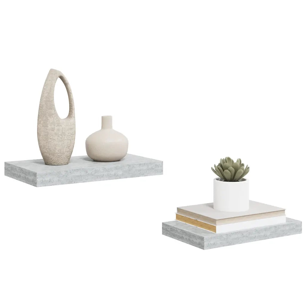 Scaffali a Parete 2 pz Grigio Cemento 40x23x3,8 cm in MDF 326592