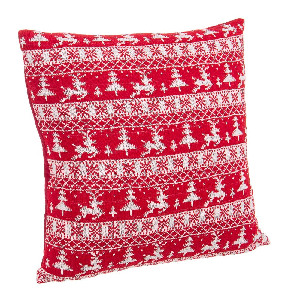Cuscino Natalizio Rosso con Renne 45x 45 Decorazioni Addobbi di Natale Bizzotto
