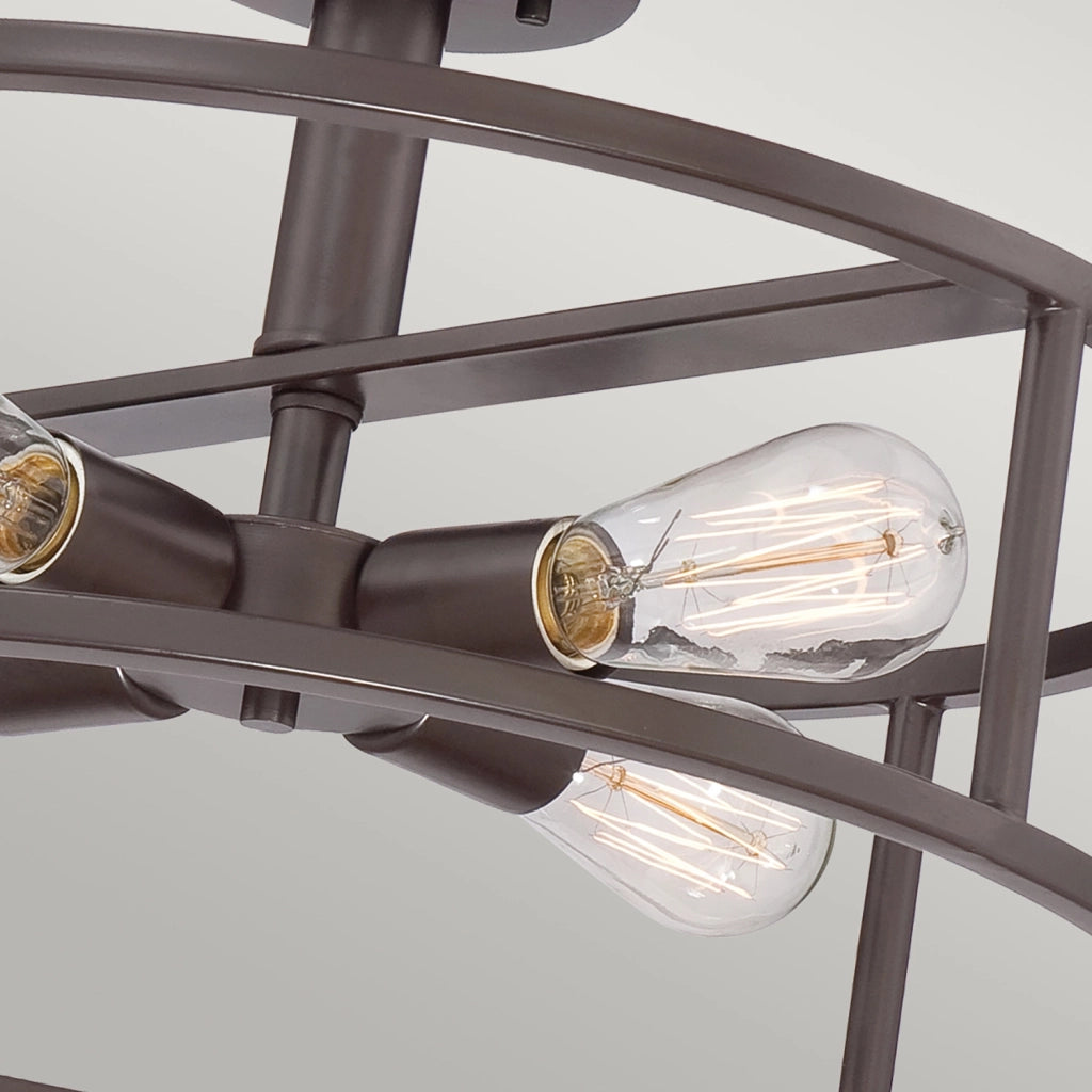 Lampada a Soffitto Industrial Nordico New Harbor Acciaio Bronzo Western 4 Luci E27