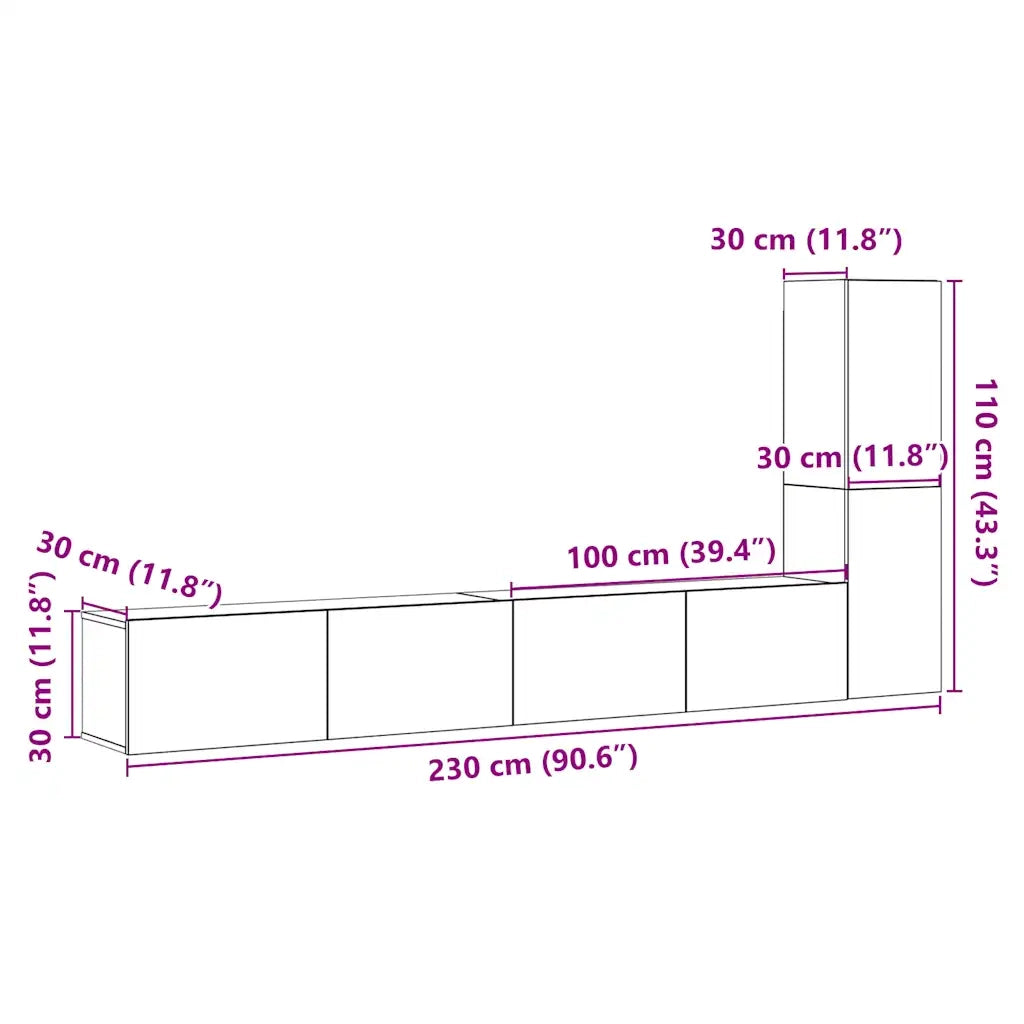 Mobili TV a Parete 3 pz | Armadietto TV | Mobile Porta TV Rovere Artigianale in Legno Multistrato