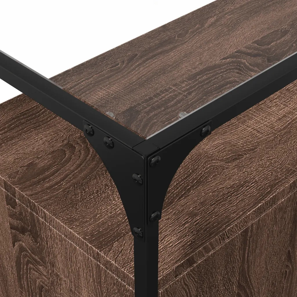 Credenza | Madia | Buffet da pranzo | Armadio da pranzo Piano Vetro Rovere Marrone 98x35x81 Legno Multistrato