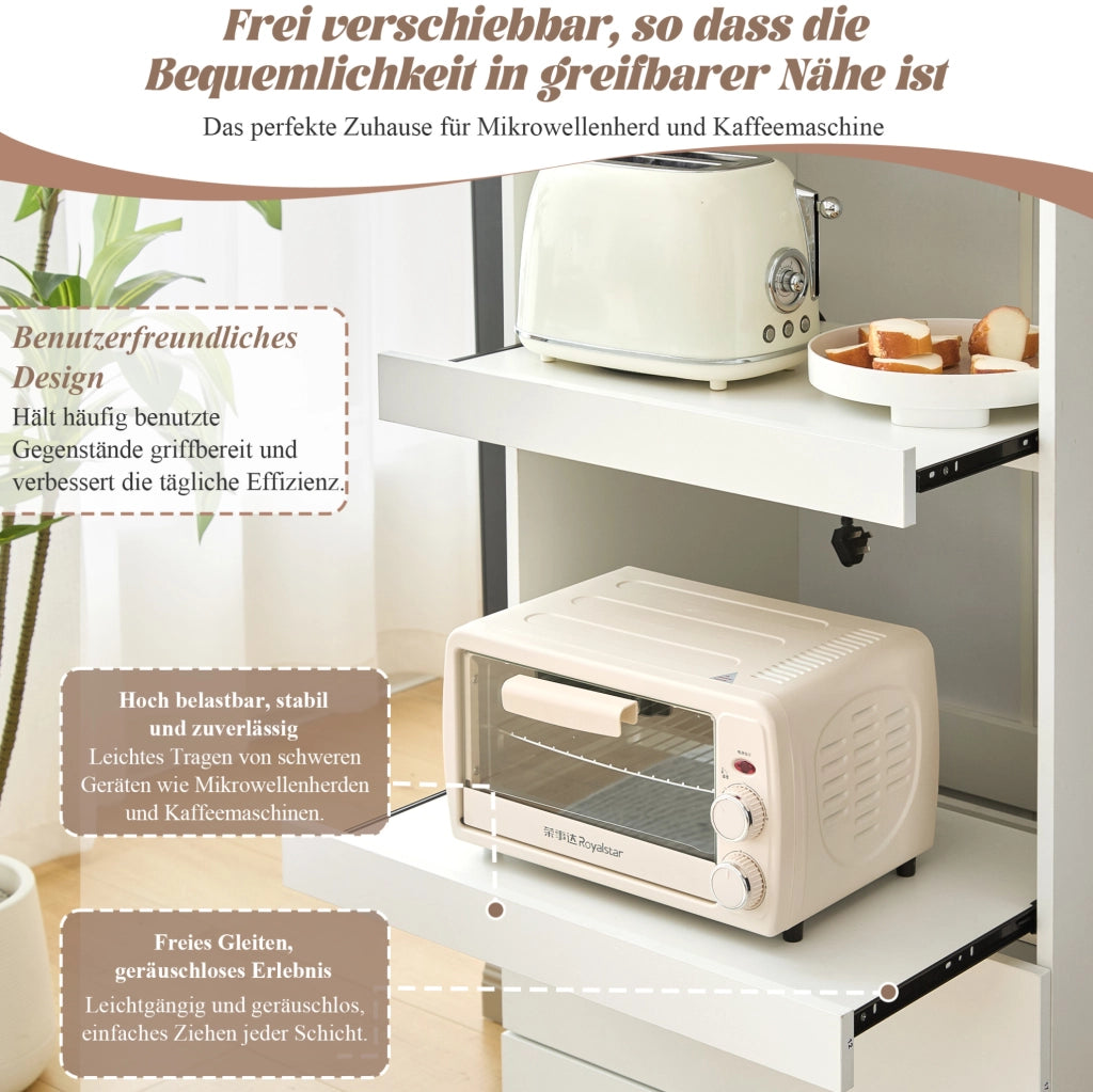 Colonna dispensa cucina 200 cm con 2 cassetti e vano microonde