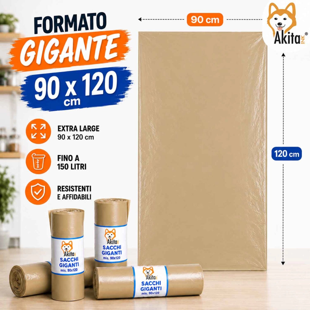 Akitaink Sacchi Spazzatura Grandi 90x120 Ambra 40pz