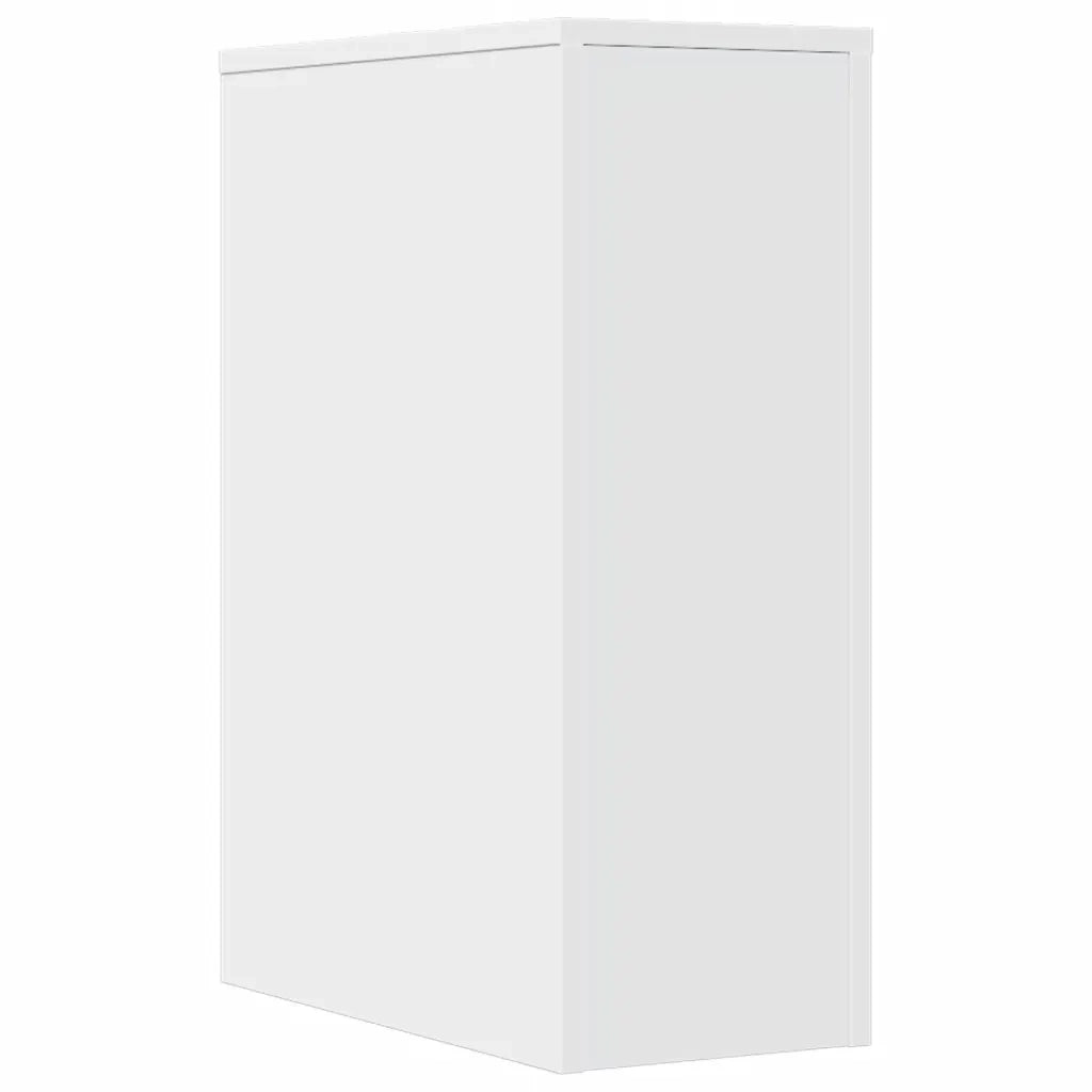 Armadietto da Bagno Stretto con Ruote Bianco in Truciolato 855277