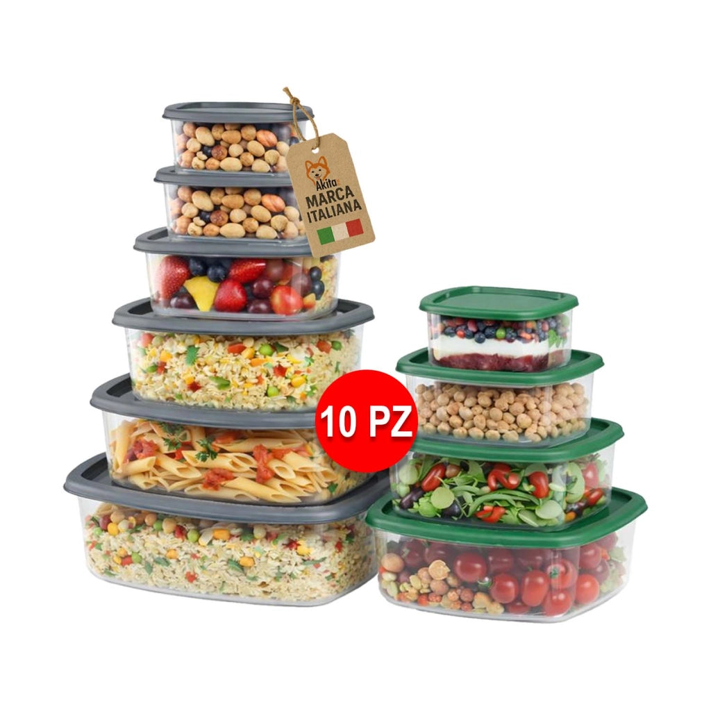 Akitaink 10 Contenitori Alimenti Rettangolari Coperchio
