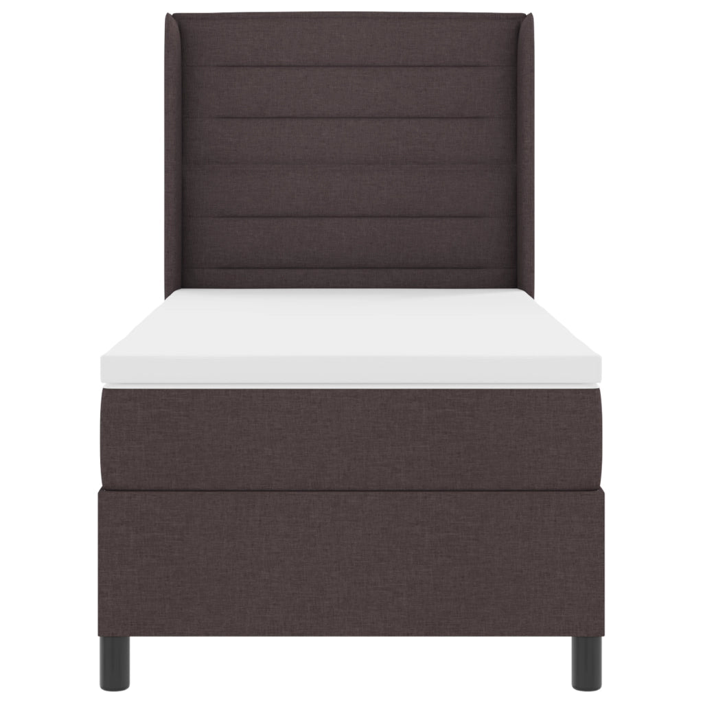 letto box spring  con materasso marrone scuro 90x200 cm in tessuto