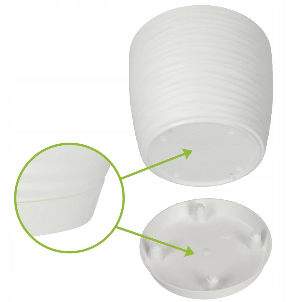 Vaso da fiori KADAX rotondo da 15 cm in plastica bianca