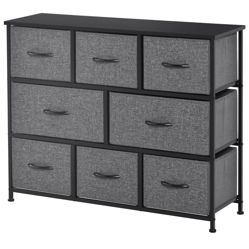 CASSETTIERA con 8 cassetti in tessuto 100x30x78,5 cm Grigio scuro