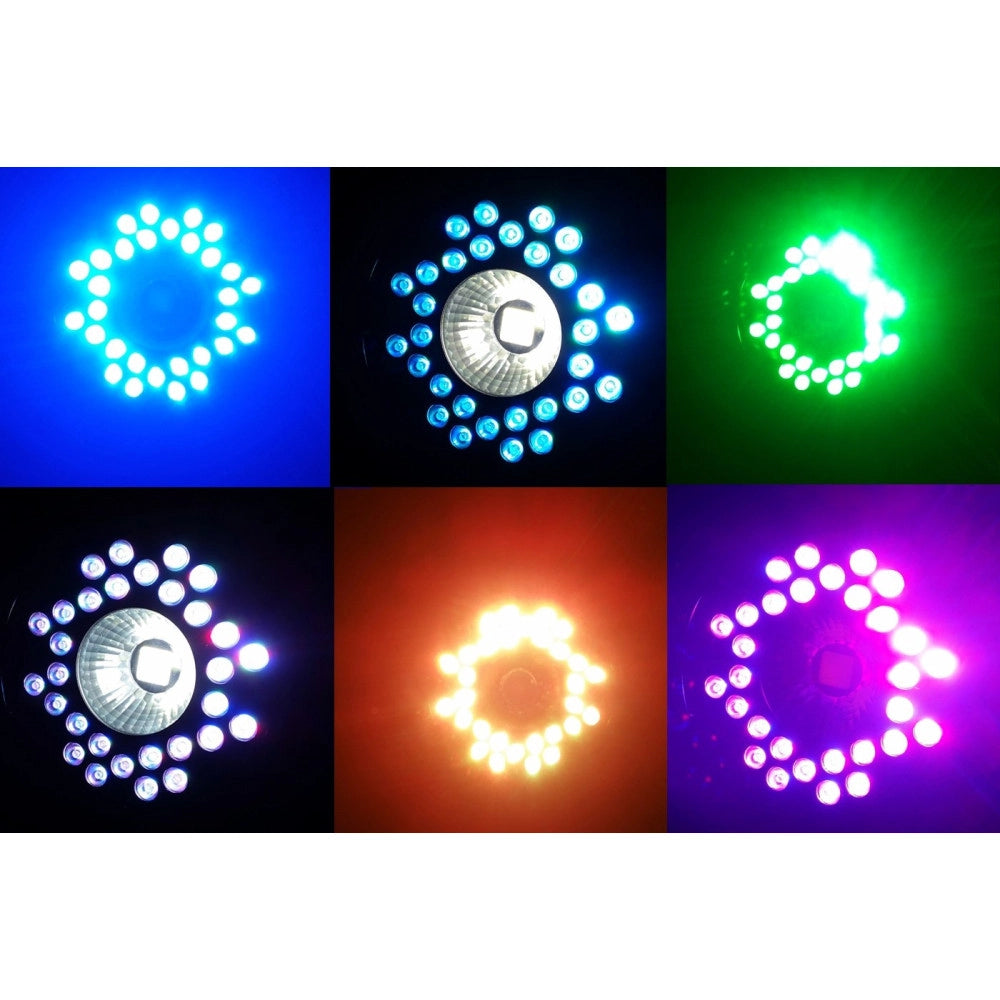 Trade Shop - Proiettore Rgbw Faro Led Cob Dmx Rgbw 31 Led Strobo Effetto Disco Faretto Luce -
