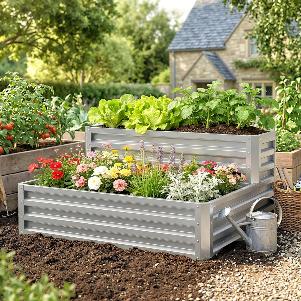Fioriera Giardino Aperta in Acciaio Galvanizzato ¨C zephmum ¨C 120x101x58 cm Argento