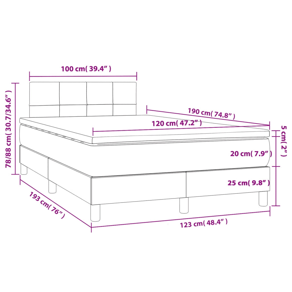 Giroletto a Molle con Materasso Marrone Scuro 120x190cm Tessuto