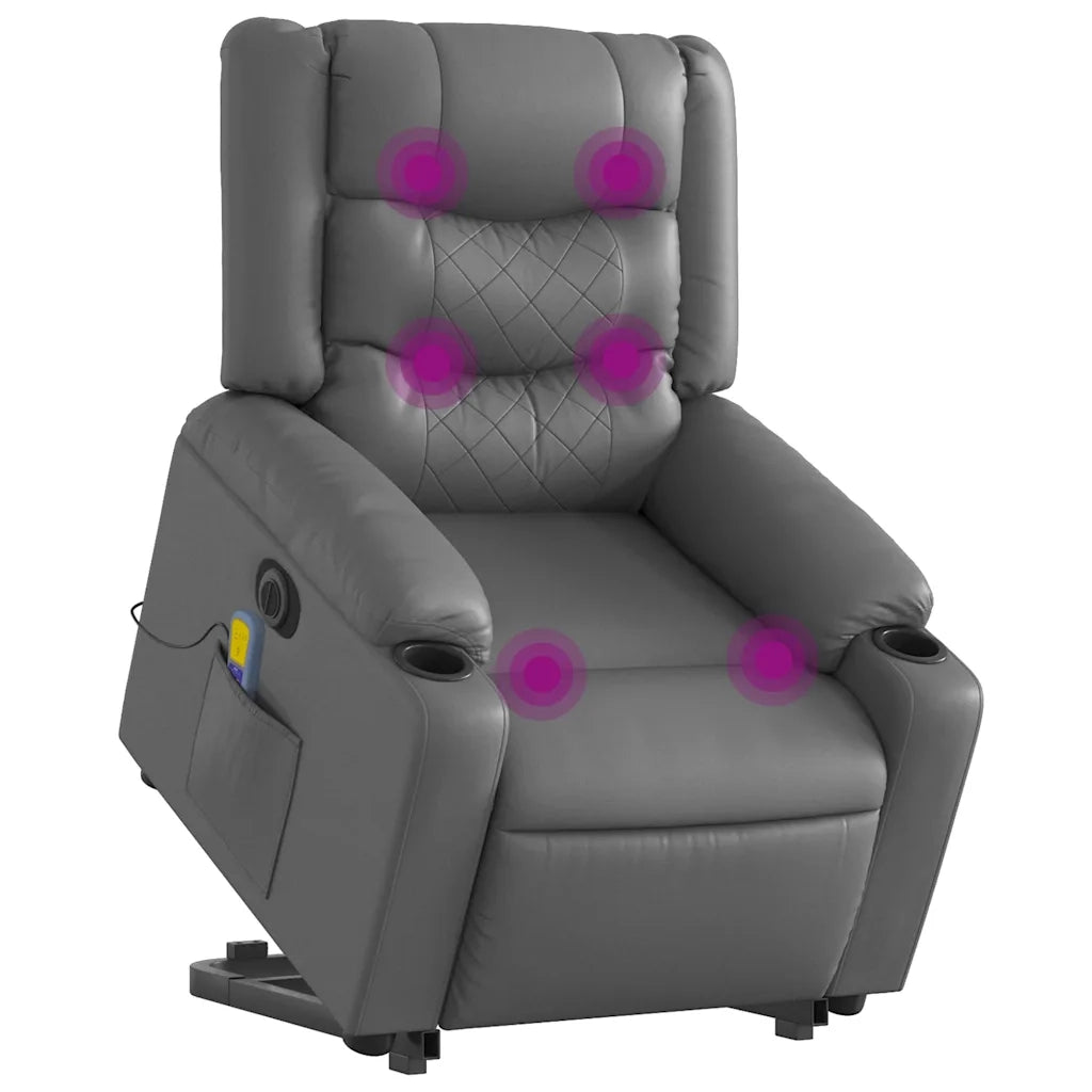 Poltrona Alzapersona Elettrica Reclinabile Grigio in Similpelle 3206566