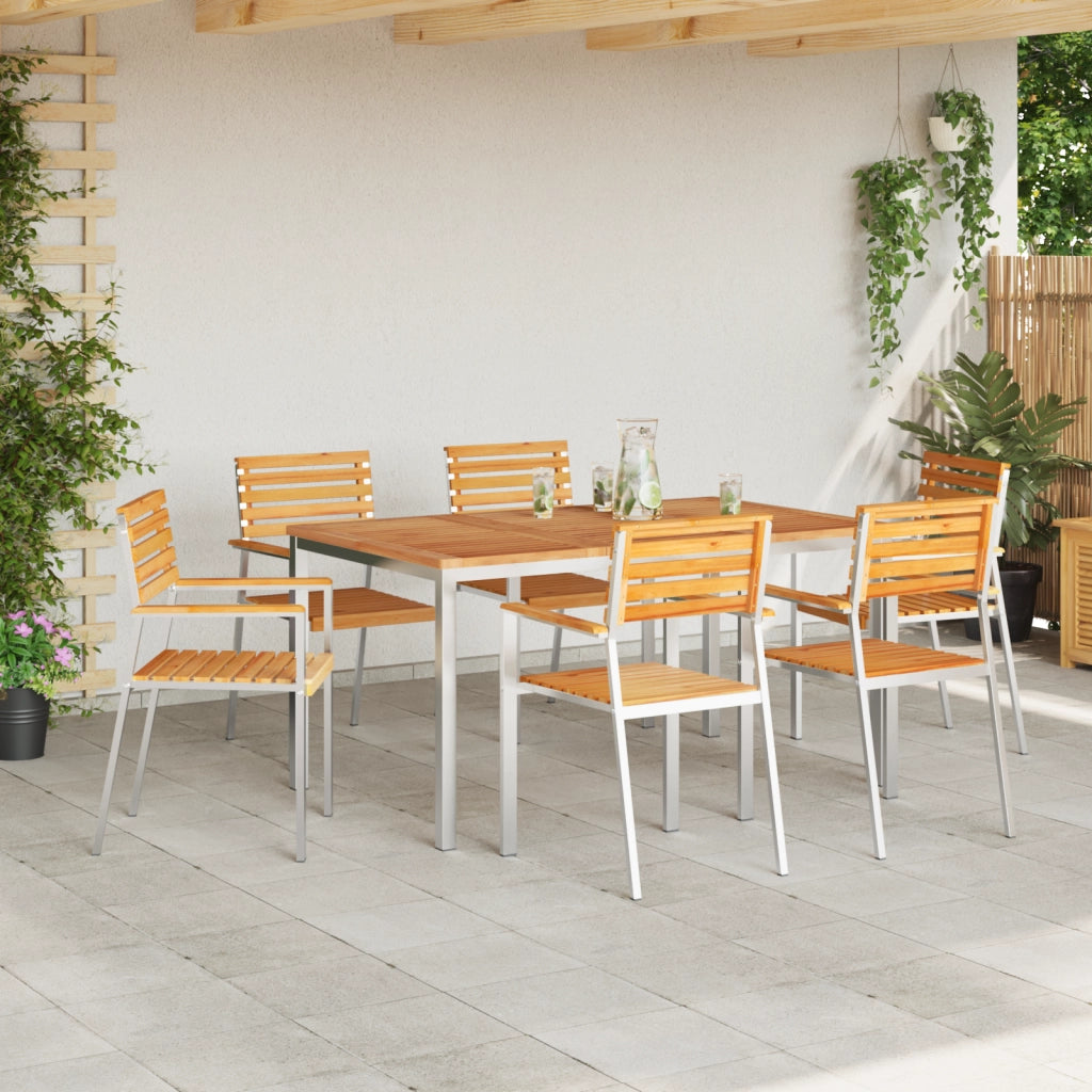 Set Pranzo Giardino 7 Pezzi Legno Massello Teak