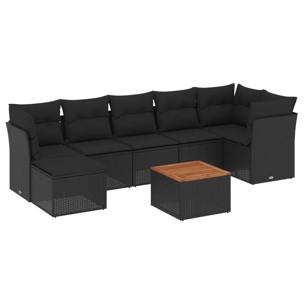 Set Divani da Giardino con Cuscini 8 pz Nero in Polyrattan 3256083