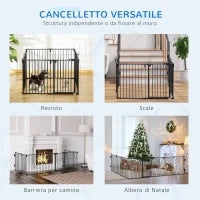 Cancelletto di Sicurezza per Cani Pieghevole a 8 Sezioni, Sistema di Blocco e Chiusura Automatica, Nero